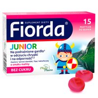 <b>Fioźródła Junior 15 tabletek do ssania o smaku malinowym <b/>